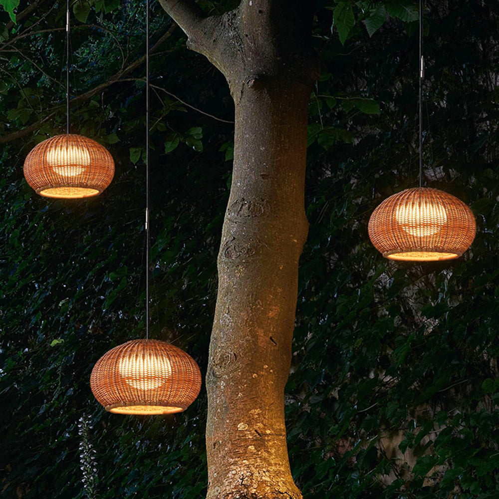 Ray Retro Lantern Gold Pendelleuchte, Bambus/