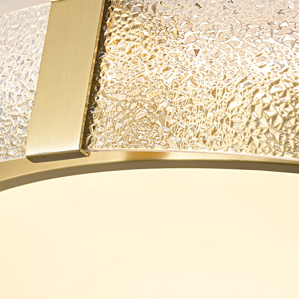 Arisha moderne runde Deckenleuchte aus Metall/Glas, goldfarben