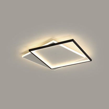 Arisha Modern Square/ Round Flush Mount Ceiling Light, Black with White