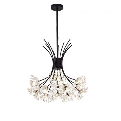 Arisha moderner Art-Deco-Kristall-Sputnik-Kronleuchter, Schwarz/Gold