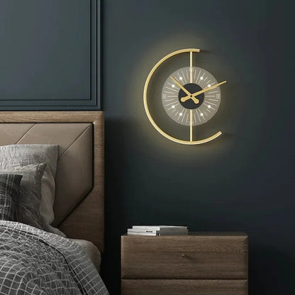 Arisha Horloge moderne en métal/applique murale LED, noir/doré