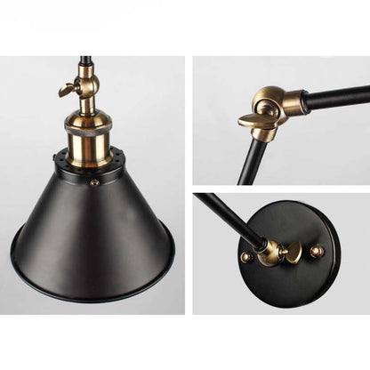 Epoch Retro Wall Lamp with Swing Arm, Metal, Black & Gold