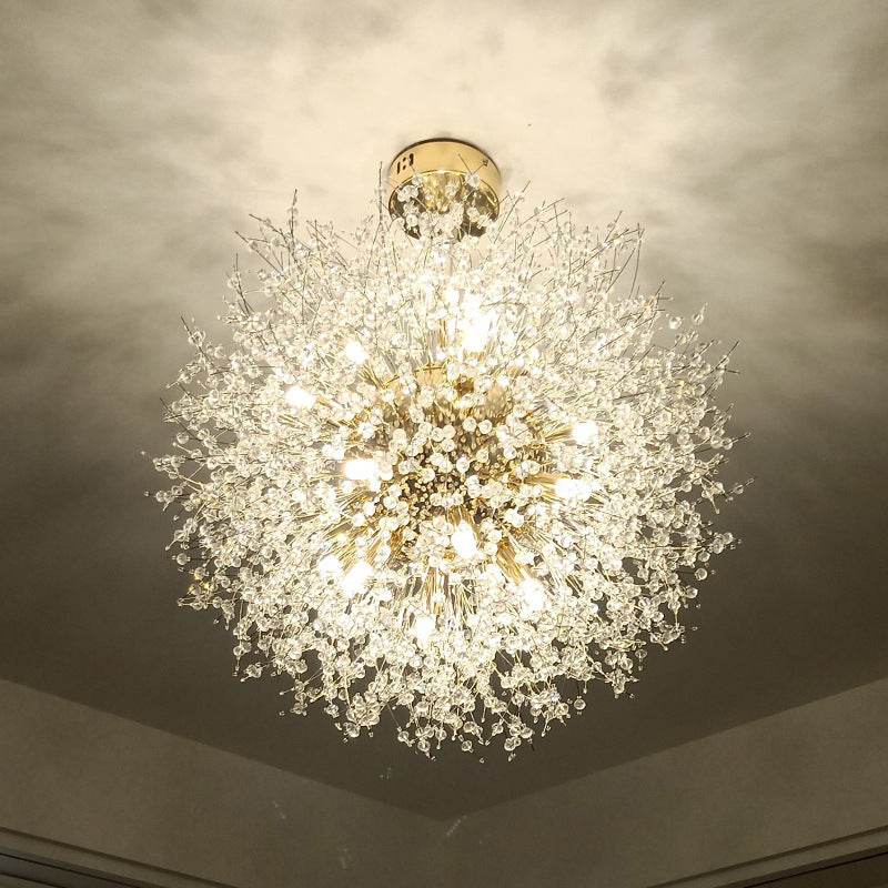 Arisha Lampe à suspension élégante et minimaliste de luxe en forme de pissenlit, doré/chrome