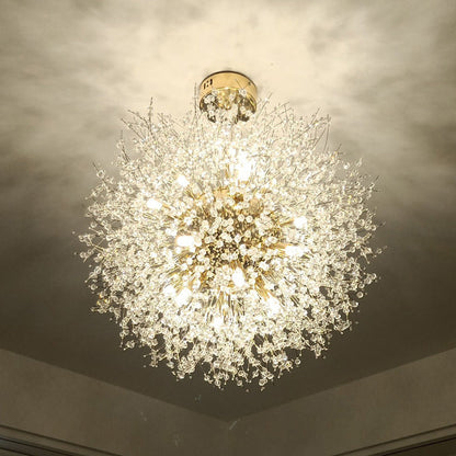 Arisha Lampe à suspension élégante et minimaliste de luxe en forme de pissenlit, doré/chrome