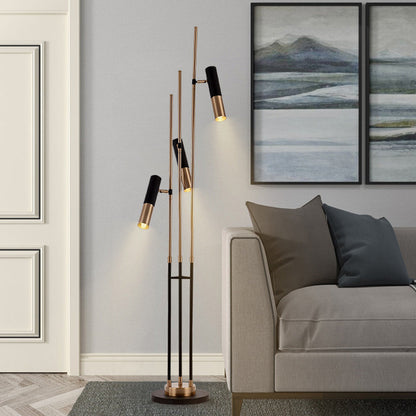Salgado Lampadaire moderne en métal à 3 ampoules, noir