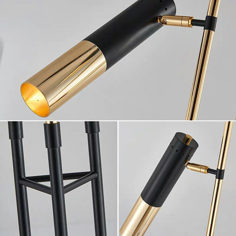 Salgado Lampadaire moderne en métal à 3 ampoules, noir