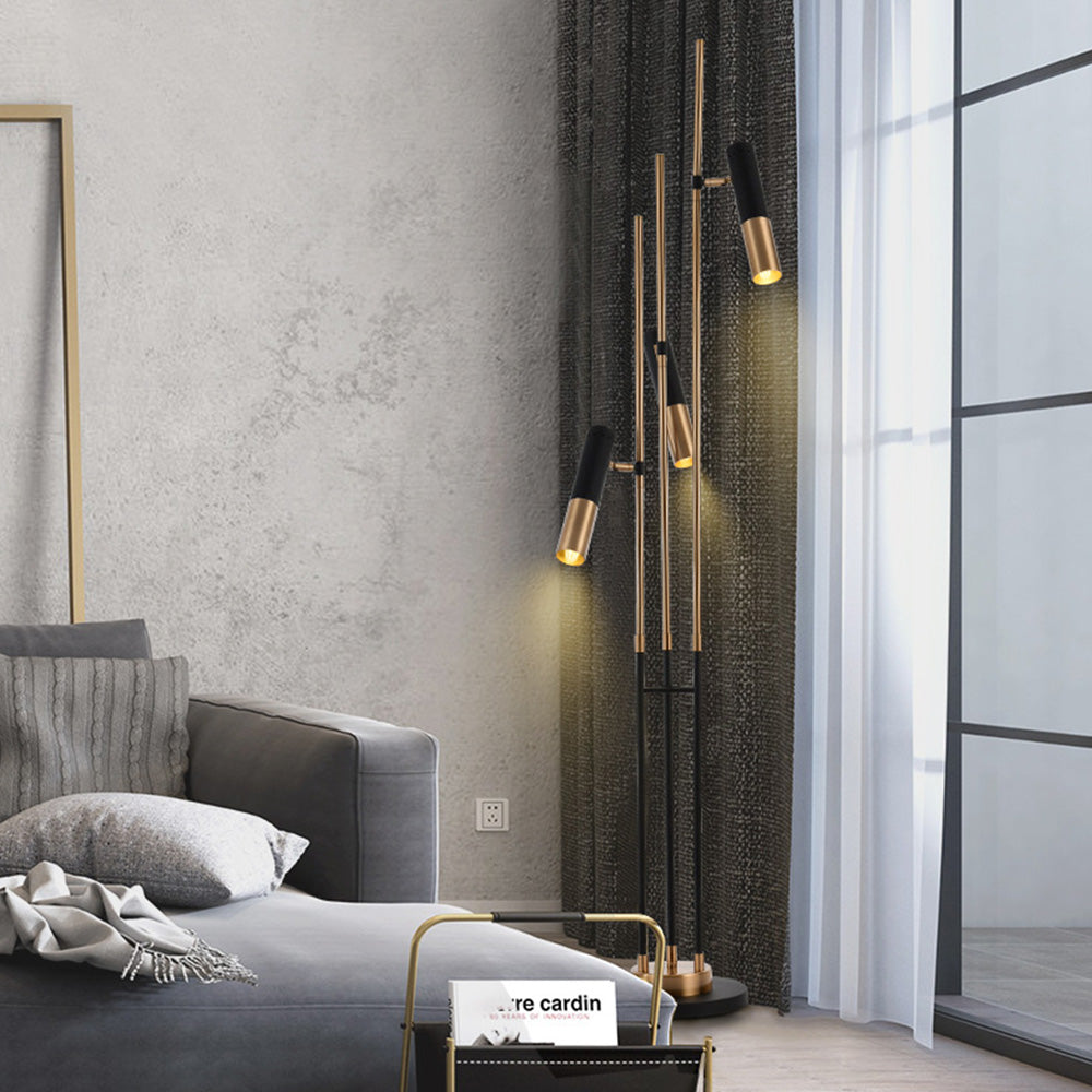 Salgado Lampadaire moderne en métal à 3 ampoules, noir