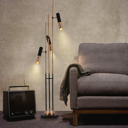 Salgado Lampadaire moderne en métal à 3 ampoules, noir