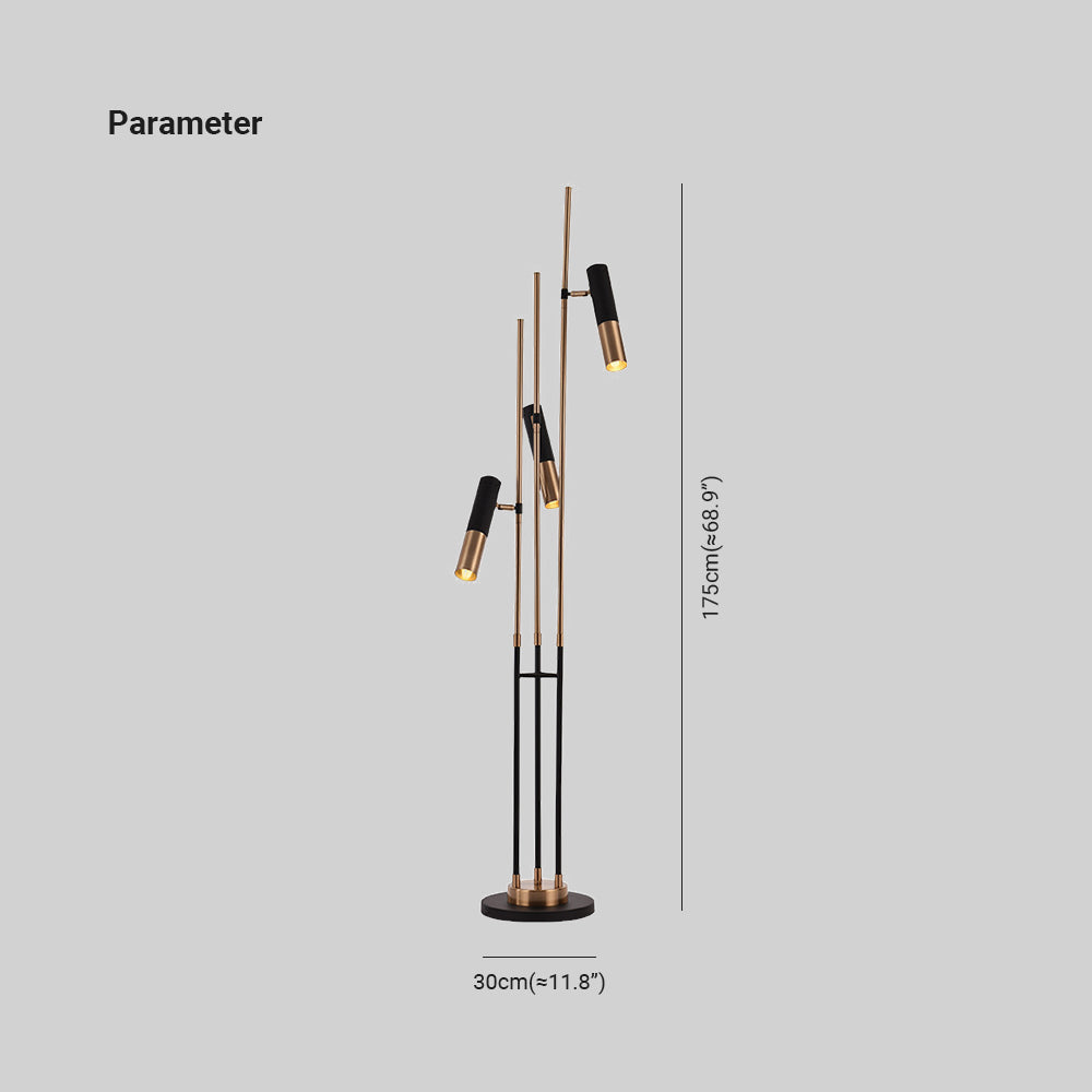 Salgado Lampadaire moderne en métal à 3 ampoules, noir