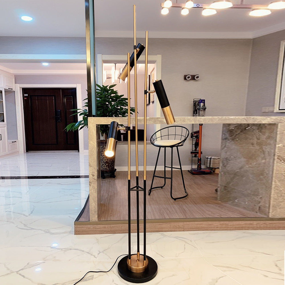 Salgado Lampadaire moderne en métal à 3 ampoules, noir