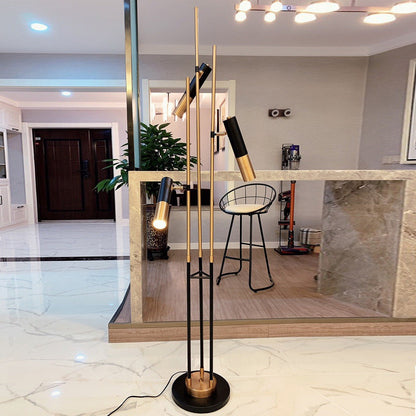 Salgado Lampadaire moderne en métal à 3 ampoules, noir