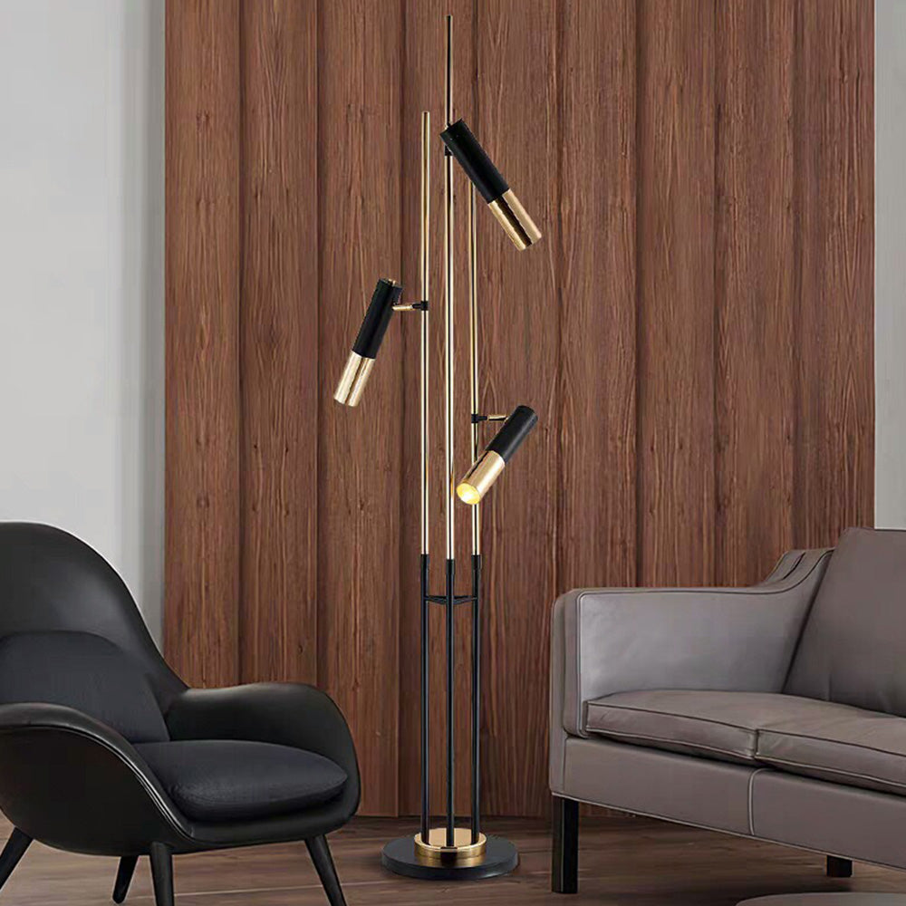 Salgado Lampadaire moderne en métal à 3 ampoules, noir