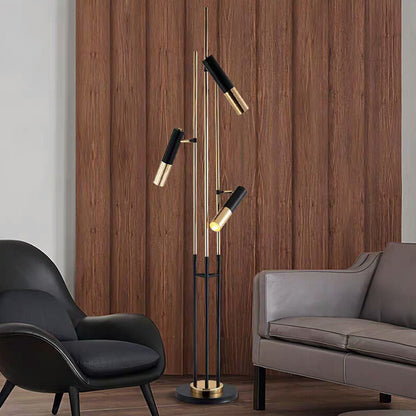 Salgado Lampadaire moderne en métal à 3 ampoules, noir