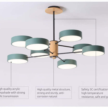 Arisha Art Deco Pendant Light, White/Green/Grey,Metal/Wood