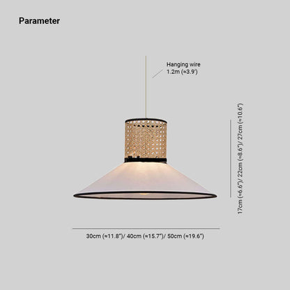 Ritta Modern Rattan/FabricPendant Light, White
