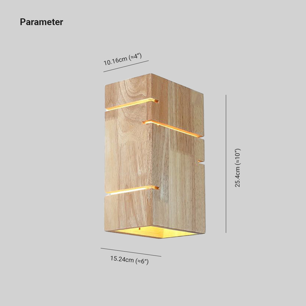 Muto Wandleuchte, rechteckig, minimalistisch, für Nachttisch, Holz, Schlafzimmer