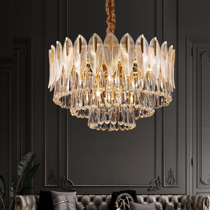 Arisha Luxus-Feder-Kristall-Kronleuchter, Wohnzimmer