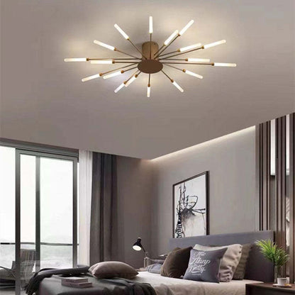 Wesley Flush-Mount Ceiling Light Fireworks, Black/Gold