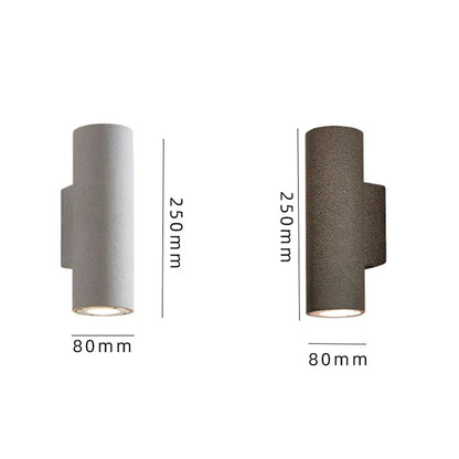 Ray Minimalist Cylindrical Double-headed Cement Outdoor Wall Lamp, Black/White