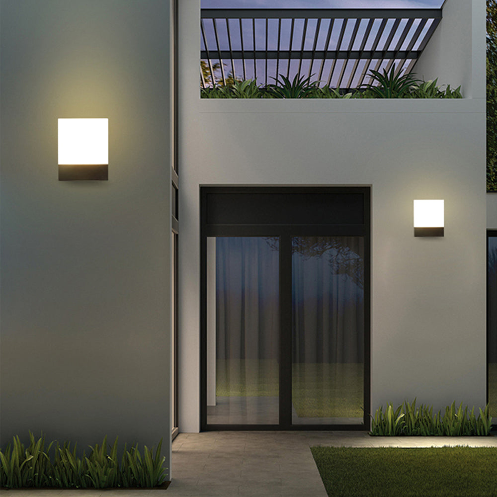 Ray Modern Sensor Rectangular Metal Outdoor Wall Lamp, Black/White
