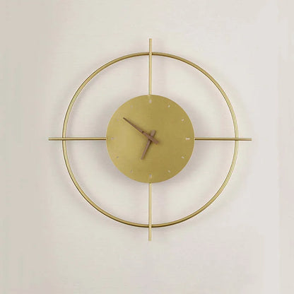 Glint Modern Clock Round Wall Lamp, Gold/Black