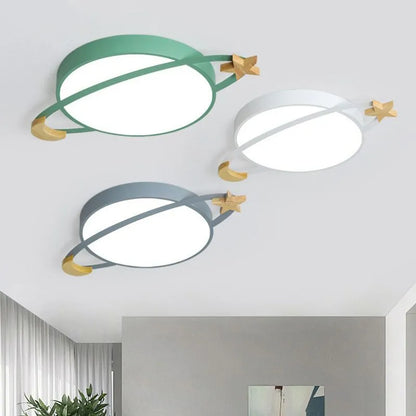 Arisha Modern Round Flush Mount Ceiling Light, Grey/White/Green