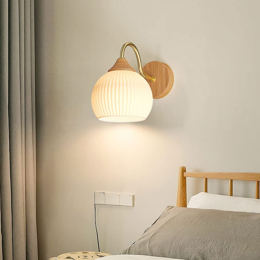 Muto Nordic minimalistische binnenwandlamp glas hout slaapkamer balkon