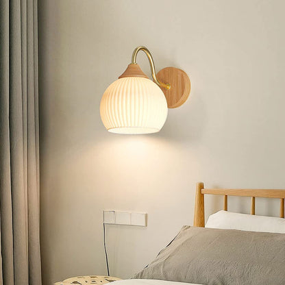 Muto Nordic minimalistische binnenwandlamp glas hout slaapkamer balkon