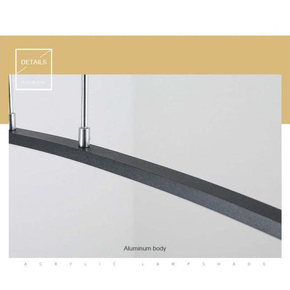 Arisha Curved Linear Pendant Light for Dining Room, Black/White