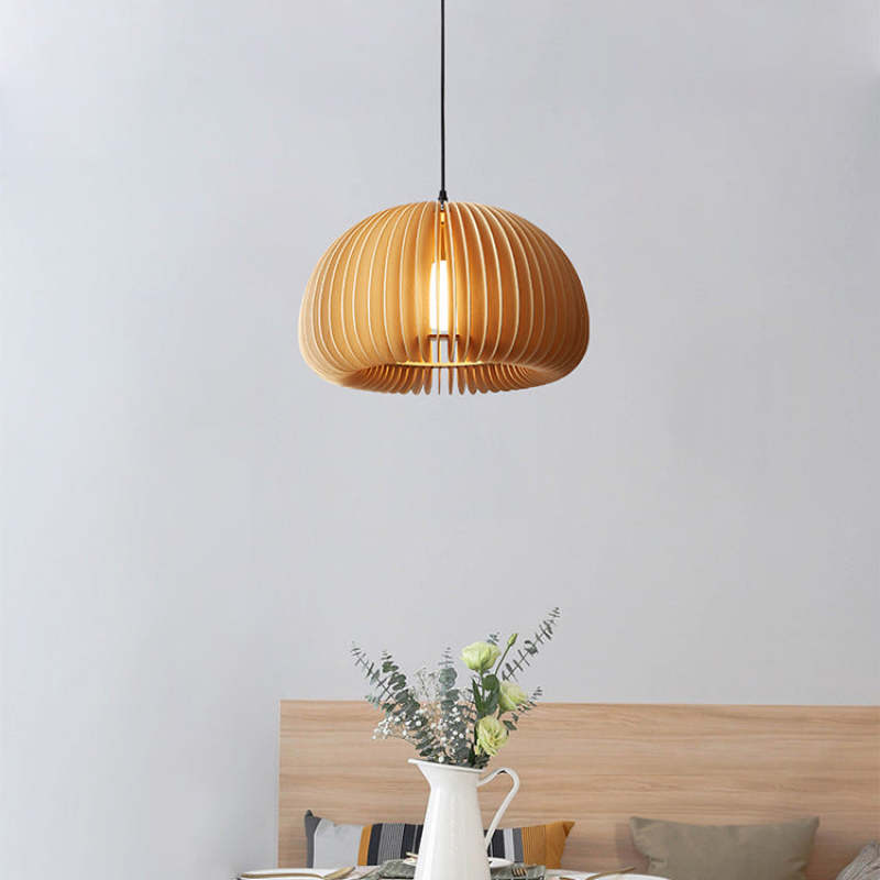 Muto Pumpkin Pendant Light, Wood