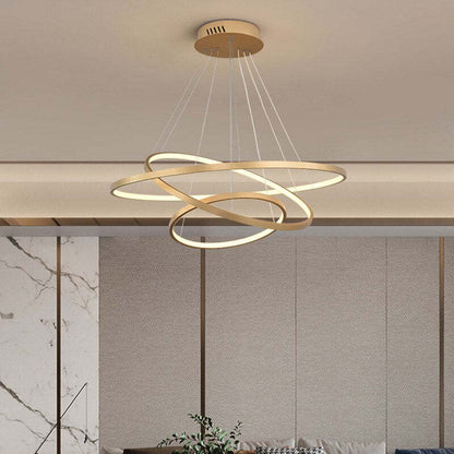 Aluna Pendant Light, Inner Ring Illuminated, White/Black/Gold