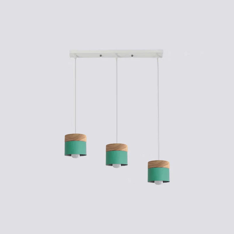 Valentina Modern Can Shape Metal/Wood Pendant Light