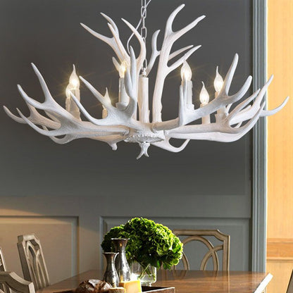 Silva Retro Deer Antlers Candle light Horn Resin Chandelier