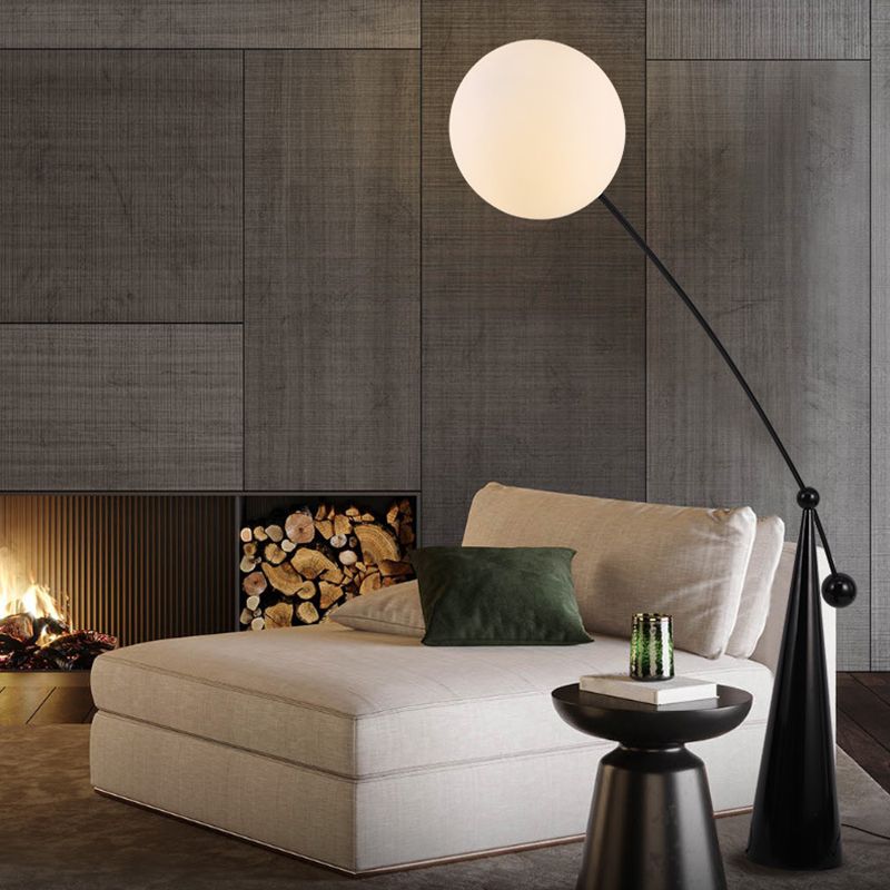 Valentina Stehleuchte Arc/Bubble Modern/Einzigartig, Milchglas, Weiß, Schlafzimmer