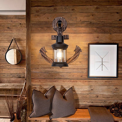 Epoch Anchor Lantern Wall Lamp, Vintage/Antique, Wood, Bedroom