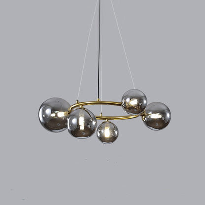 Suspension Valentina Modern Design Wave en métal et verre, blanc/or