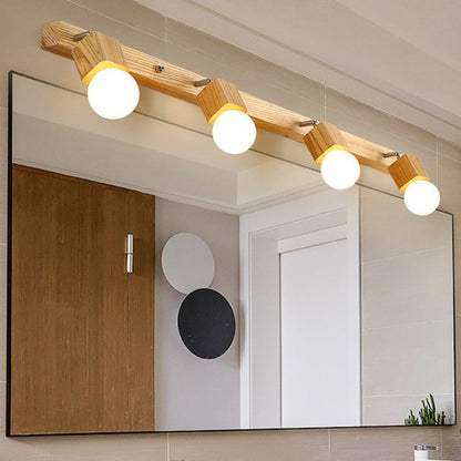 Muto Modern Square Globe Metal/Wood Wall Lamp, Vanity Light