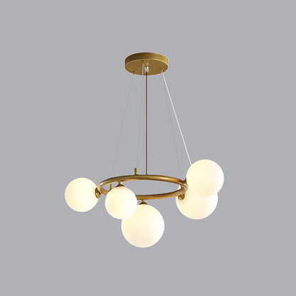 Suspension Valentina Modern Design Wave en métal et verre, blanc/or