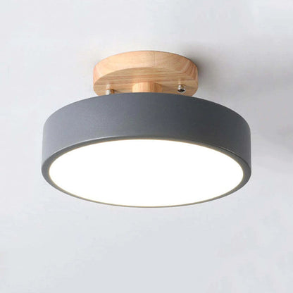Orya Round LED Flush Mount Ceiling Light Modern Wood Colorful