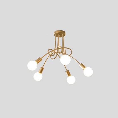 Arisha Modern Linear Curve Metal Ceiling Light, Dining Room/Living Room