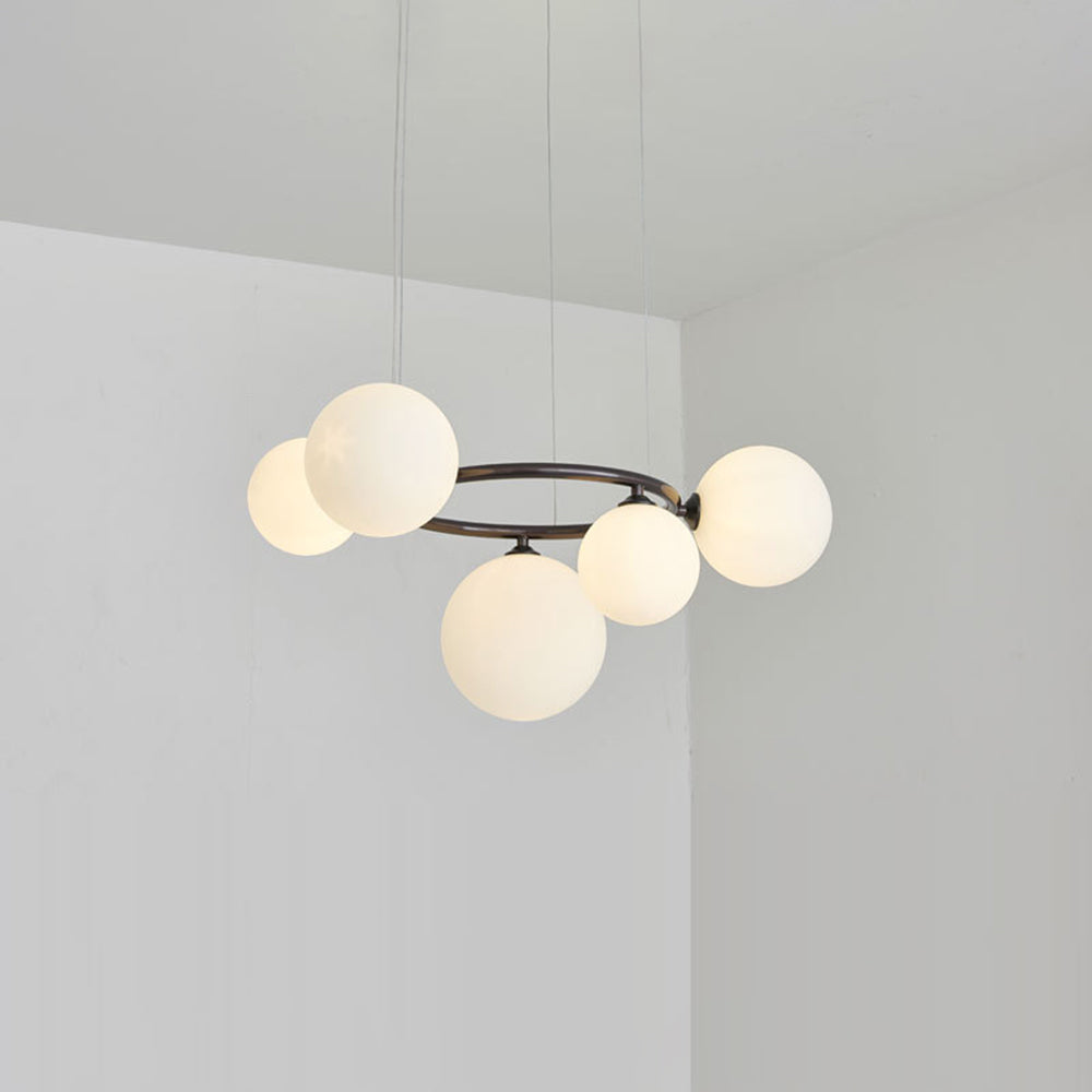 Suspension Valentina Modern Design Wave en métal et verre, blanc/or