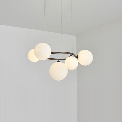 Suspension Valentina Modern Design Wave en métal et verre, blanc/or