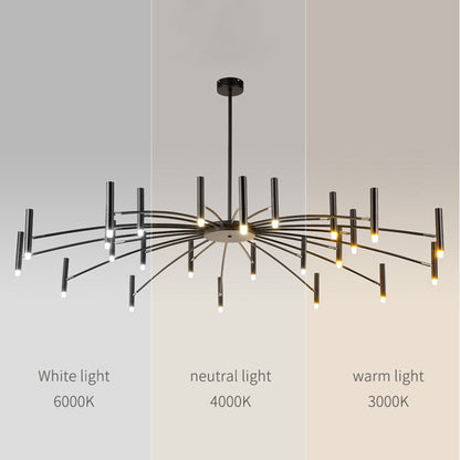 Arisha Modern Blown Linear Metal Multi-heads Chandelier