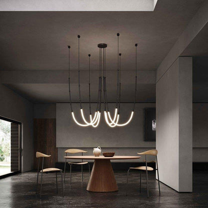 Arisha Modern Linear Metal/Silicone Pendant Light, Black