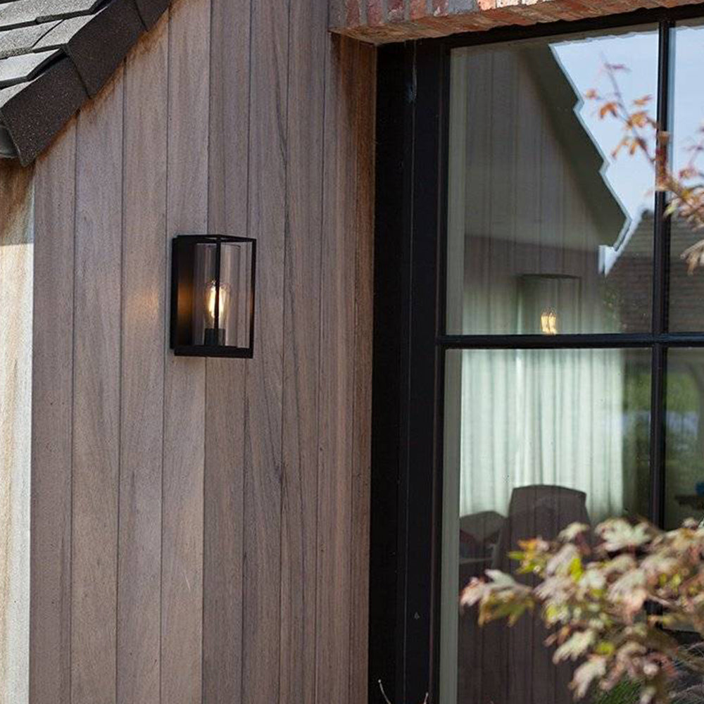 Ray Modern Rectangular Metal Outdoor Wall Lamp, Black