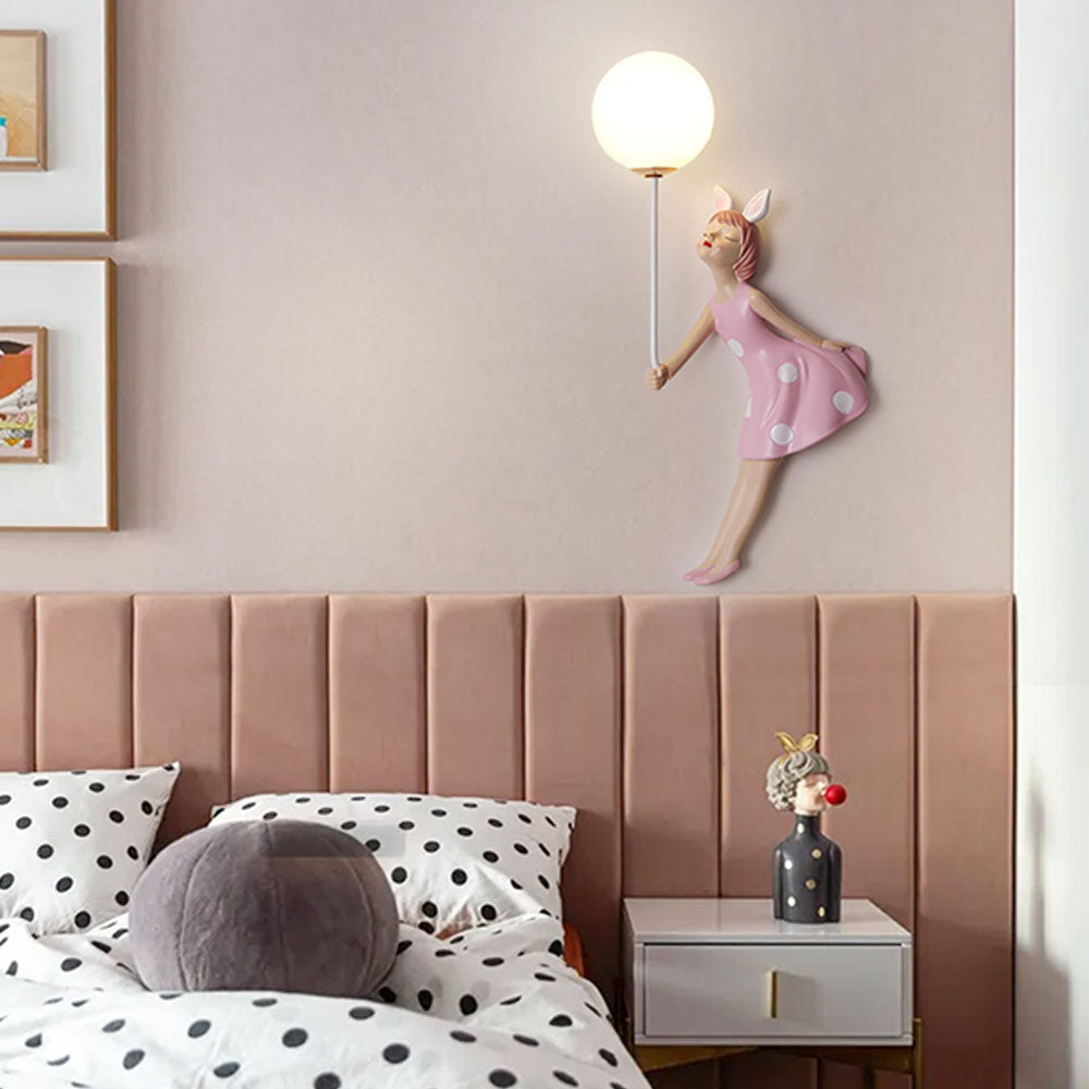 Arisha Modern Balloon/Girl Shape Pink Wall Lamp