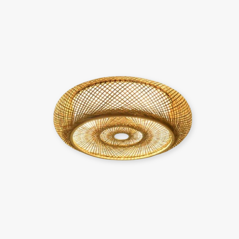 Plafonnier LED rustique tissé en rotin Muto