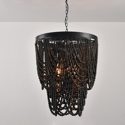 Muto Boho LED-Pendelleuchte/Kronleuchter Holz/Metall