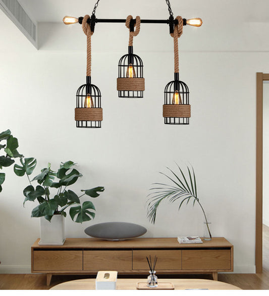 Lampada a sospensione a LED retrò in metallo nero per caffè/bar/sala da pranzo