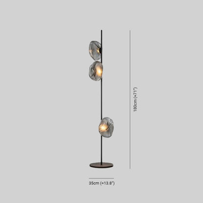 Byers Luxury Flower Metal/Glass Floor Lamp, Black/Gold/Grey